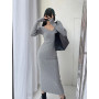 Korean Elegant Sweater Dresses for Women 2022 Sexy V Neck Long Sleeve Elastic Bodycon Midi Knitted Dress Autumn Winter Clothes