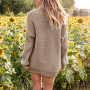 Women Autumn Winter Cardigans Sweater Lantern Sleeve Knitted Hollow Out Sweaters Outerwear