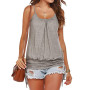 Ladies Shirt Women Spaghetti Strap Vest Summer Sleeveless Splid Casual Loose Female Tee shirt Tops Street Tank T Shirt