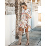 Spring/Autumn Flower Printed Women Mini Dress Fashion Stand Collar Lantern Sleeve Button Lace-Up Irregular Hem Sweet Lady Dress