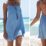 Women Sexy Solid Loose Dress Backless A Line Party Club Beach Dress Hot Sleeveless Casual Dress