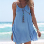 Women Sexy Solid Loose Dress Backless A Line Party Club Beach Dress Hot Sleeveless Casual Dress