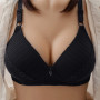 Women Back Buckle Cotton Bra Wire Free Plus Size Underwear Widened Shoulder Straps Brasieres Comfort Black Breast Cover Female