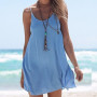 Women Sexy Solid Loose Dress Backless A Line Party Club Beach Dress Hot Sleeveless Casual Dress