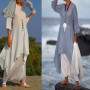 Women Fashion Irregular Leisure Loose Fitting Linen Shirt Tunic Pullover Blouse Baggy Tops Round Neck Comfy Dress