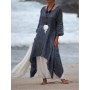 Women Fashion Irregular Leisure Loose Fitting Linen Shirt Tunic Pullover Blouse Baggy Tops Round Neck Comfy Dress