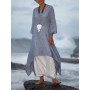 Women Fashion Irregular Leisure Loose Fitting Linen Shirt Tunic Pullover Blouse Baggy Tops Round Neck Comfy Dress
