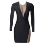 Long Sleeve Mesh Patchwork Mini Dress Women Autumn Luxury Designer Sexy Elegant Prom Party Nightclub Celebrity Evening Clothes