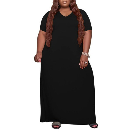 Sleeveless V Neck Maxi Dress Women's Plus Size Dresses V Neck Summer Casual Party Swing Dress With Pockets Black White Dress