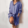 2022 Summer New Shirt Dress Loose Double Pocket Long Sleeve Solid Women's Long Shirt Women Dress Bandage Dress  Summer Dress