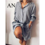 2022 Summer New Shirt Dress Loose Double Pocket Long Sleeve Solid Women's Long Shirt Women Dress Bandage Dress  Summer Dress