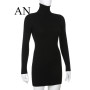 Spring New Turtleneck Knit Dress Women's Slim Bottoming Short Hip Skirt Dresses Women  White Dress  Dress Elegant  Dress Women