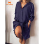 2022 Summer New Shirt Dress Loose Double Pocket Long Sleeve Solid Women's Long Shirt Women Dress Bandage Dress  Summer Dress