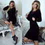 Autumn Winter Sweater Dress Women V-Neck Long Sleeve Knit Bodycon Female Warm Party Dresses Ladies Clothing Femme Vestdiaos