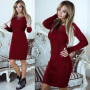 Autumn Winter Sweater Dress Women V-Neck Long Sleeve Knit Bodycon Female Warm Party Dresses Ladies Clothing Femme Vestdiaos