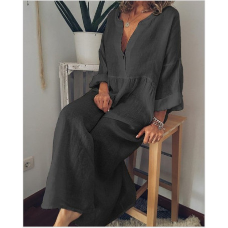 Women Dresses Summer 2022 New Women's Dress Loose Cotton Linen Home Dress White Dress Black Dress Pink Long Sleeve Dress
