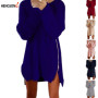 Women Autumn Knitted Dress Long Sleeve Zippers Side Jumper Sweater Dress Loose Tunic Baggy Dresses Casual Elegant Lady Dresses