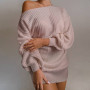 Vestidos Femininos Jurken Fashion Women Sexy Solid Lantern Sleeve Off Shoulder Long Sleeves Sweater Dress Dress 2020 New Vestido