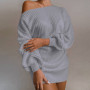 Vestidos Femininos Jurken Fashion Women Sexy Solid Lantern Sleeve Off Shoulder Long Sleeves Sweater Dress Dress 2020 New Vestido