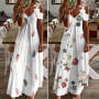 Casual Maxi Dress Female Feather Printed Lace Sling Off Shoulder Ladies Loose-fitting Elegant A-Line Long Dress Streetwear