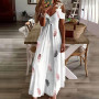 Casual Maxi Dress Female Feather Printed Lace Sling Off Shoulder Ladies Loose-fitting Elegant A-Line Long Dress Streetwear
