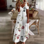 Casual Maxi Dress Female Feather Printed Lace Sling Off Shoulder Ladies Loose-fitting Elegant A-Line Long Dress Streetwear