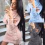 Winter Plush Warm Sweater Dress Party Bodycon Mini Dress Bandage Knitted Vestidos Female Women Long Sleeve Turtleneck Dresses