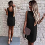 Boho Casual Female Dress Sleeveless O Neck Mini Dresses Summer Backless Elegant Solid Work Office Dress Overalls Lady Mujer