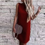 Boho Casual Female Dress Sleeveless O Neck Mini Dresses Summer Backless Elegant Solid Work Office Dress Overalls Lady Mujer