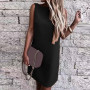 Boho Casual Female Dress Sleeveless O Neck Mini Dresses Summer Backless Elegant Solid Work Office Dress Overalls Lady Mujer