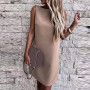Boho Casual Female Dress Sleeveless O Neck Mini Dresses Summer Backless Elegant Solid Work Office Dress Overalls Lady Mujer