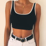 Casual Tank Top Women Cropped Sleeveless Tank Tops Female Vest Halter Summer Backless Crop Top Camisole Vest