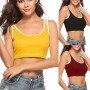 Casual Tank Top Women Cropped Sleeveless Tank Tops Female Vest Halter Summer Backless Crop Top Camisole Vest