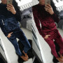 2022 Autumn Winter New Velvet Two Pieces Set Women Streetwear Casual Solid Pants Outfits Elegant Femme Sportswear Matching Set