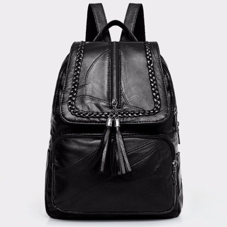 Women PU Leather Backpack School Bag Classic Black Waterproof Travel Shoulder Bag Multi-function Backpack Women