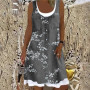 Vintage Floral Print A-Line Dress Women Summer New Casual Square Collar Sleeveless Mini Dress Ladies Fashion Loose Dresses