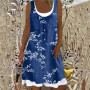 Vintage Floral Print A-Line Dress Women Summer New Casual Square Collar Sleeveless Mini Dress Ladies Fashion Loose Dresses