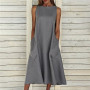 Summer Women Long Dress 2022 Solid Sleeveless Pocket Bohemian Dress Women Casual Loose Dresses For Women Party Wear