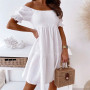 Elegant Women's Dresses Chain Strapless Short Sleeve Solid Basic Knee-Length Bodyco Summer Sexy Young Style
