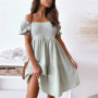 Elegant Women's Dresses Chain Strapless Short Sleeve Solid Basic Knee-Length Bodyco Summer Sexy Young Style