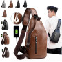 Male USB Charging Shoulder Bag Crossbody Chest Bag For Men Anti Theft Chest Waist Pack Trip Messenger Bags Single Strap Back Bag