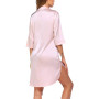 4 Colors Women Summer Solid Color Sleeping Dress Ladies Satin Sexy Loose Nightdress Nightgowns for Home Wear