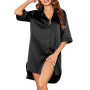 4 Colors Women Summer Solid Color Sleeping Dress Ladies Satin Sexy Loose Nightdress Nightgowns for Home Wear