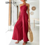 Women's Spring Summer New In Style One Shoulder High Waist Casual Wide Leg Jumpsuit  Jump Suits for Women Jumpsuits for Women