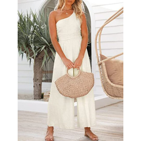 Women's Spring Summer New In Style One Shoulder High Waist Casual Wide Leg Jumpsuit  Jump Suits for Women Jumpsuits for Women