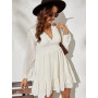 Chic Lantern Sleeve A-line Summer Dress Women Elegant V-neck Ruffles Mini Dress 2022 Fashion Women Holiday Vintage Party Dress