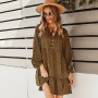 Long Sleeve Dot Print Mini Dress 2021 New Autumn Casual V-neck Button Ruffles Dresses For Women Holiday Vintage Dress Vestidos