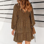 Long Sleeve Dot Print Mini Dress 2021 New Autumn Casual V-neck Button Ruffles Dresses For Women Holiday Vintage Dress Vestidos