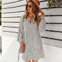 Long Sleeve Dot Print Mini Dress 2021 New Autumn Casual V-neck Button Ruffles Dresses For Women Holiday Vintage Dress Vestidos