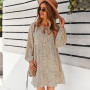 Long Sleeve Dot Print Mini Dress 2021 New Autumn Casual V-neck Button Ruffles Dresses For Women Holiday Vintage Dress Vestidos